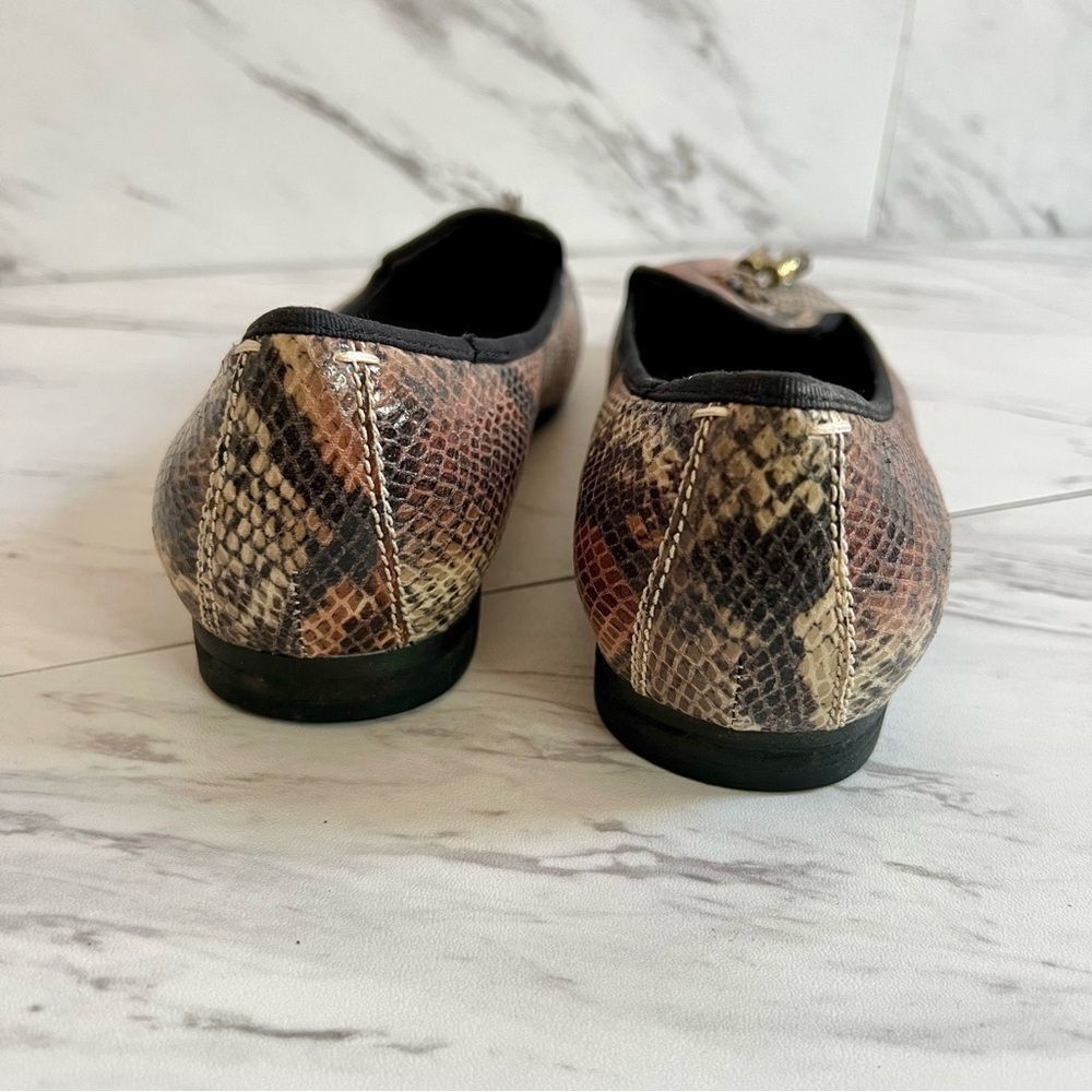 Nicole Miller Faux Snakeskin Tassel Loafers in Brown and Black - Picture 3 of 4